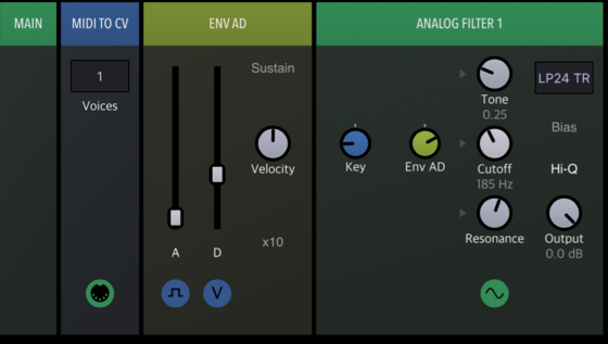 Another Drambo screenshot; cutoff has a patch from MIDI notes